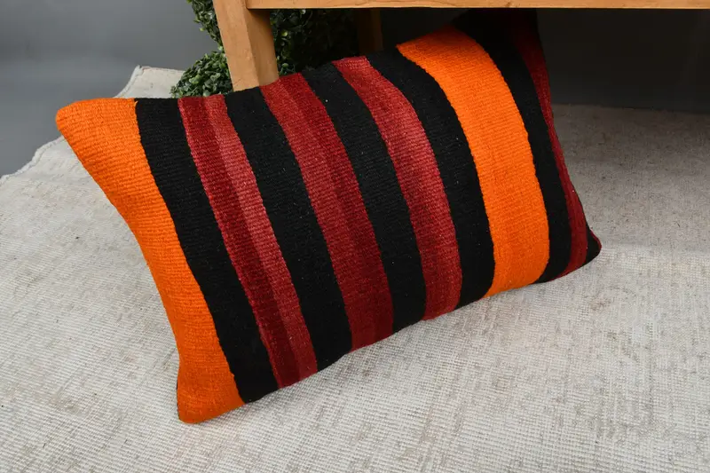 Office Chair Pillow Cover, Turkish Kilim Pillow, 16x24 Red Pillow Cover, Vintage Kilim Throw Pillow, Kilim Pillow Cover, Pillow Case - 7