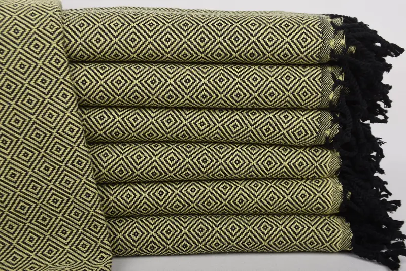 Beach Towel Yellow Diamond Organic Cotton, Personalized Gift, 70x40 Inches