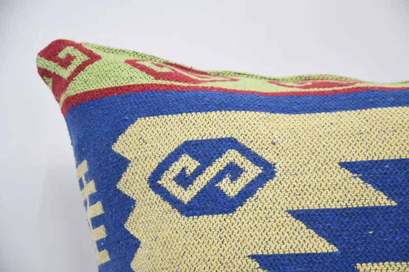 Comfy Throw Cushion Cover, Interior Designer Pillow, Kilim Pillow Cover, Handwoven Pillow Case, Pillow for Couch, Pillow Sham, 28x28 Blue Pillow - 2