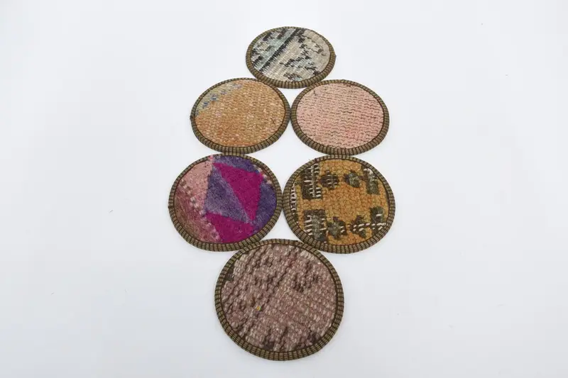 Bohemian Round Coaster, Pink and Yellow Coaster