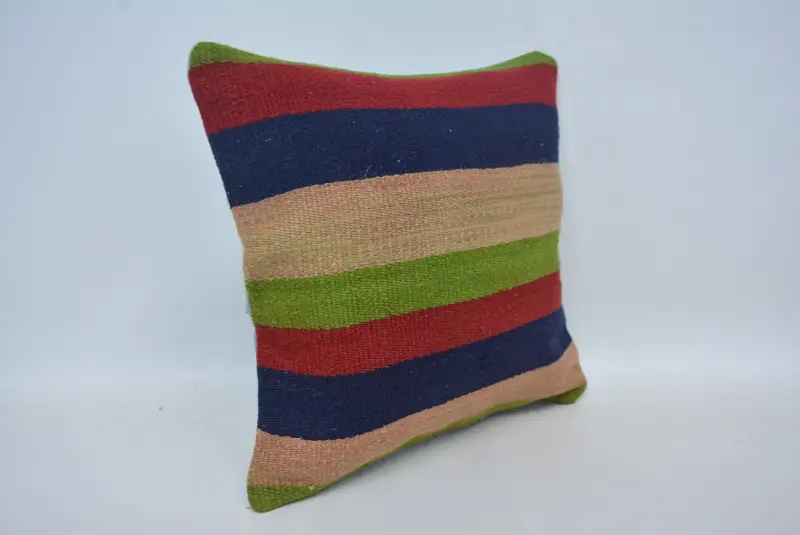 Custom Cushion, Turkish Pillow, Pillow for Sofa, 16x16 Blue Cushion Cover, Cushion Cover, Vintage Kilim Pillow, Vintage Throw Cushion Cover - 3
