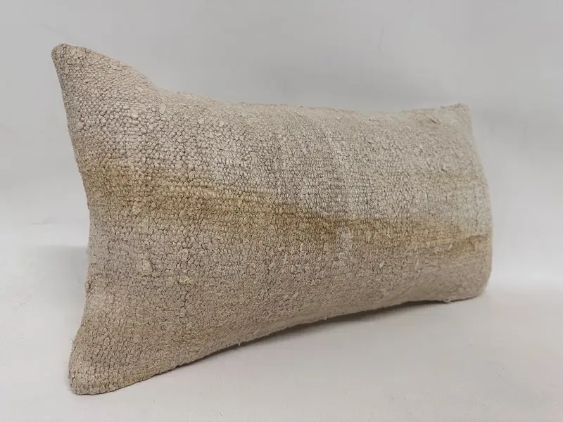 Kilim Pillow, Throw Kilim Pillow, Pillow, Vintage Pillow Cover, Anatolian Cushion Case, Kilim Cushion Sham, 12x24 Beige Pillow Sham - 4