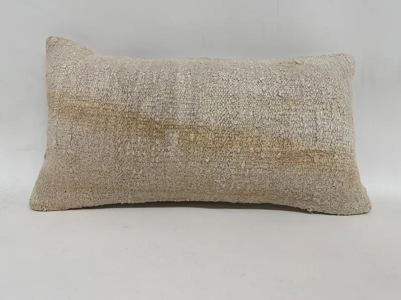 Kilim Pillow, Throw Kilim Pillow, Pillow, Vintage Pillow Cover, Anatolian Cushion Case, Kilim Cushion Sham, 12x24 Beige Pillow Sham - 1
