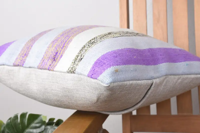 One Of A Kind Pillow Cover, Gift Pillow, Cushion Cover, 16x16 Purple Pillow Cover, Pillow for Couch, Ethnical Kilim Rug Pillow - 6