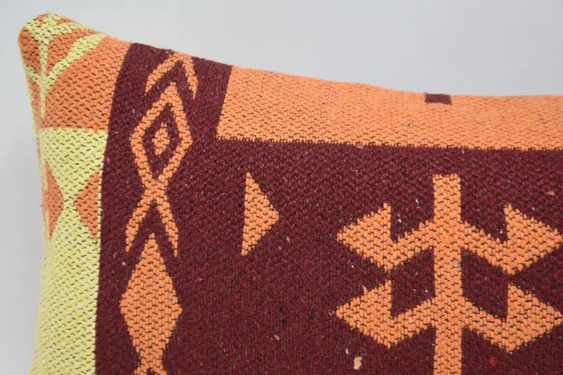 Pillow, Pillow for Couch, Pet Pillow Sham, 12x24 Orange Cushion Case, Accent Pillow Sham, Interior Designer Pillow, Turkish Kilim Pillow - 2