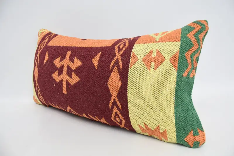 Pillow, Pillow for Couch, Pet Pillow Sham, 12x24 Orange Cushion Case, Accent Pillow Sham, Interior Designer Pillow, Turkish Kilim Pillow - 4