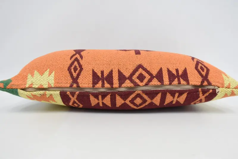 Pillow, Pillow for Couch, Pet Pillow Sham, 12x24 Orange Cushion Case, Accent Pillow Sham, Interior Designer Pillow, Turkish Kilim Pillow - 6