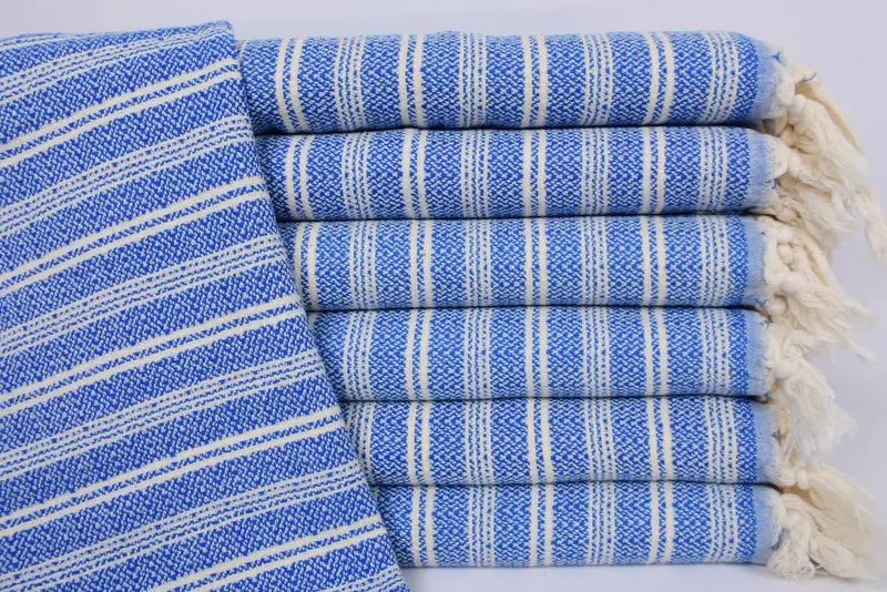 Hand Towel Personalized Organic Cotton Sax Blue Flat, 32x18 Inches