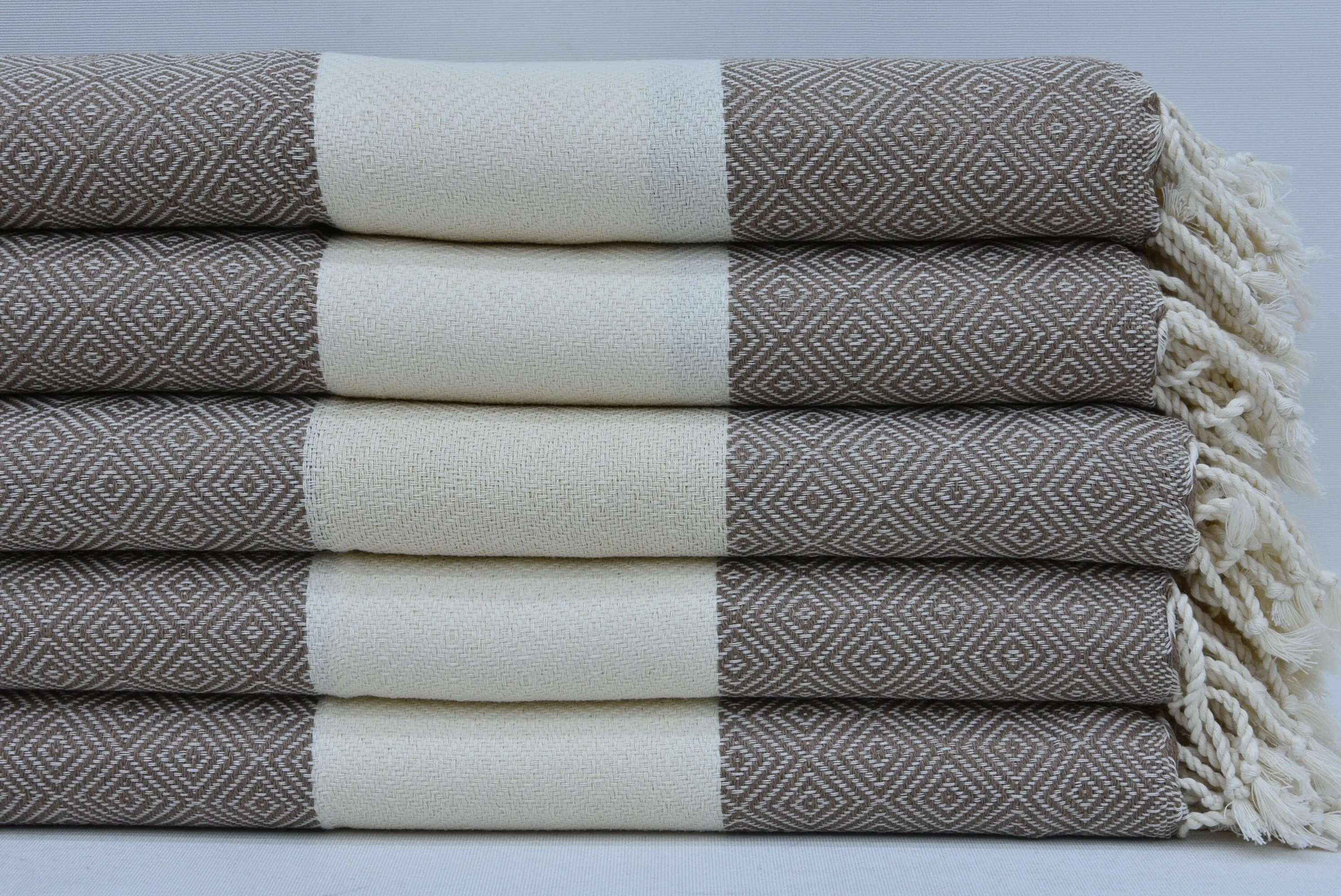 Fitness Towel Brown Diamond Design Organic Cotton 18x36 - 1