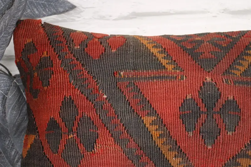 Couch Pillow Case, Vintage Kilim Pillow, Armchair Cushion, 10x20 Red Pillow, Turkish Kilim Pillow, Vintage Pillow, Kilim Cushion Sham, Pillow Cover - 2