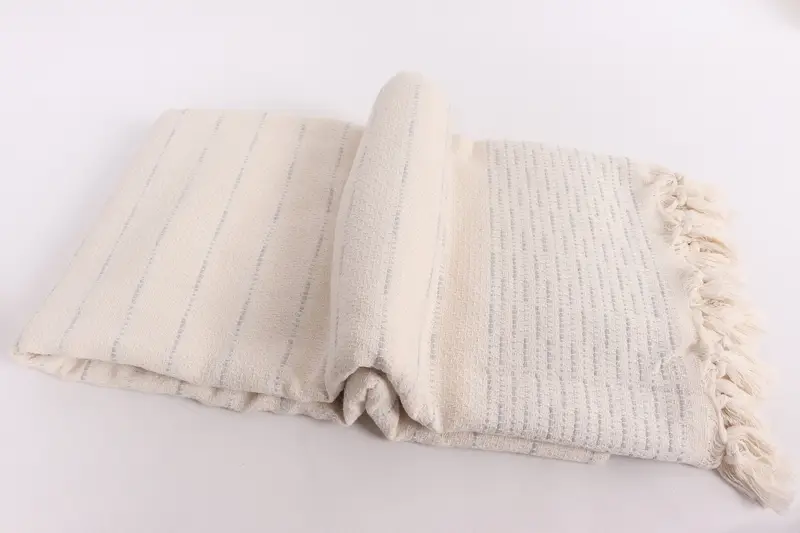 Throw Blanket, Wedding Hand Made Gift, Boho Throw Blankets, Turkish Cotton Blanket, 98x92 Cotton Striped Design Towel, Woven Blanket, Handmade Gift - 6