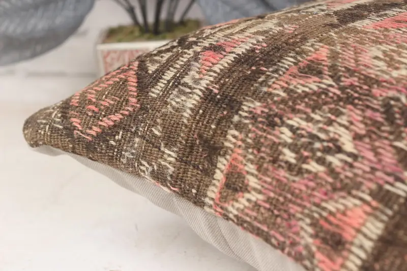 Pillow for Sofa, Boho Pillow Sham Cover, 16x16 Brown Pillow Cover, Pillow, Ottoman Pillow, Turkish Bench Pillow Case, Kilim Cushion Sham - 7