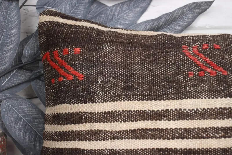 Turkish Pillow, 12x24 Brown Cushion, Outdoor Throw Cushion Case, Kilim Cushion Sham, Luxury Cushion Case, Vintage Kilim Throw Pillow, Pillow Cover - 2
