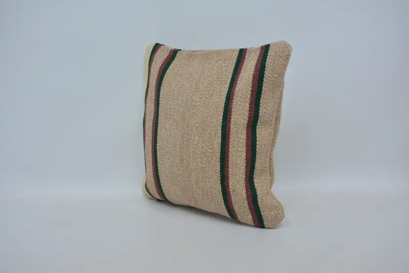 Indoor Cushion Cover, 16x16 Beige Cushion Cover, Boho Pillow Sham Cover, Cushion, Couch Cushion Cover, Throw Kilim Pillow, Pillow for Sofa - 4
