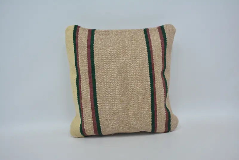 Indoor Cushion Cover, 16x16 Beige Cushion Cover, Boho Pillow Sham Cover, Cushion, Couch Cushion Cover, Throw Kilim Pillow, Pillow for Sofa - 1