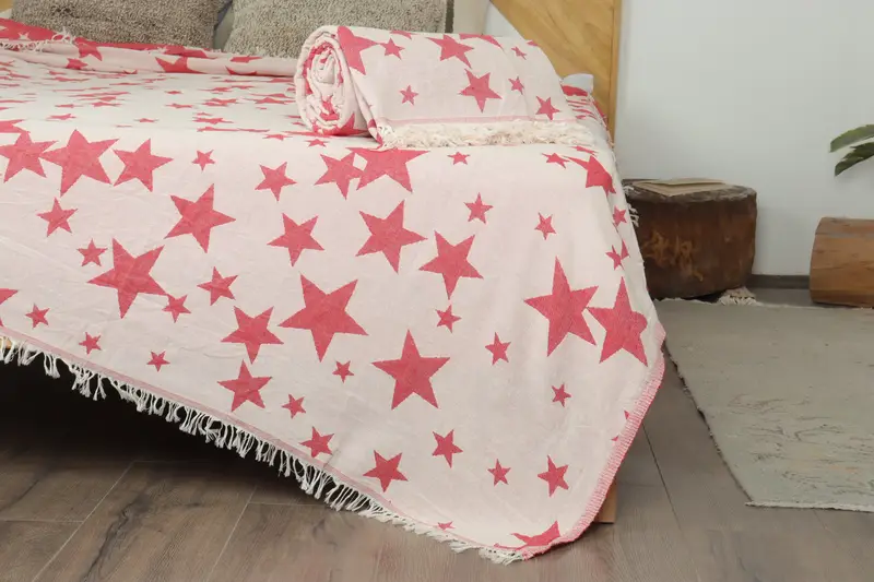 Valentines Day Gift Idea, Wedding Favors, Beach Bachelorette Party Decorations, 92x80 Cotton Star Design Towel, Throw Blanket, Bridal Shower Gift - 7