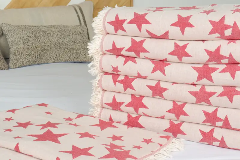 Valentines Day Gift Idea, Wedding Favors, Beach Bachelorette Party Decorations, 92x80 Cotton Star Design Towel, Throw Blanket, Bridal Shower Gift - 3