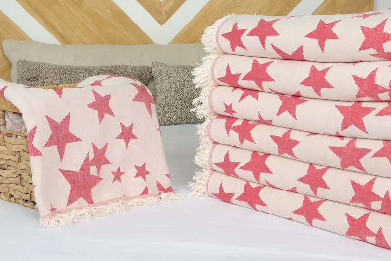Valentines Day Gift Idea, Wedding Favors, Beach Bachelorette Party Decorations, 92x80 Cotton Star Design Towel, Throw Blanket, Bridal Shower Gift - 4