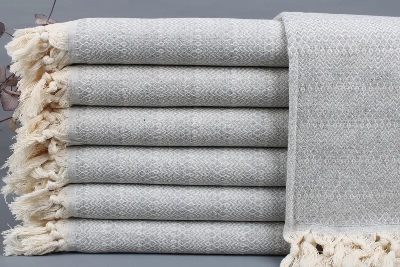 Turkish Towel Personalized Chevron Gray Peshtemal, 40x71 Inches