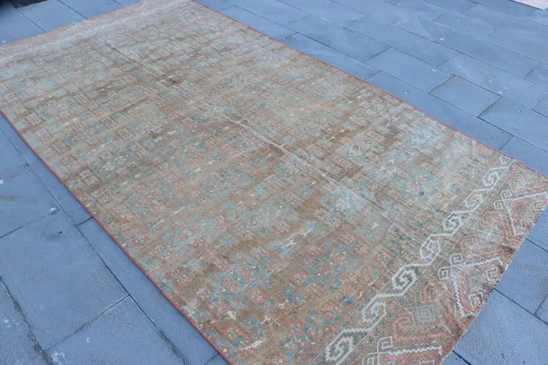 5x9.7 ft Rug, Turkish Vintage Rug, Brown Wool Rug - 1