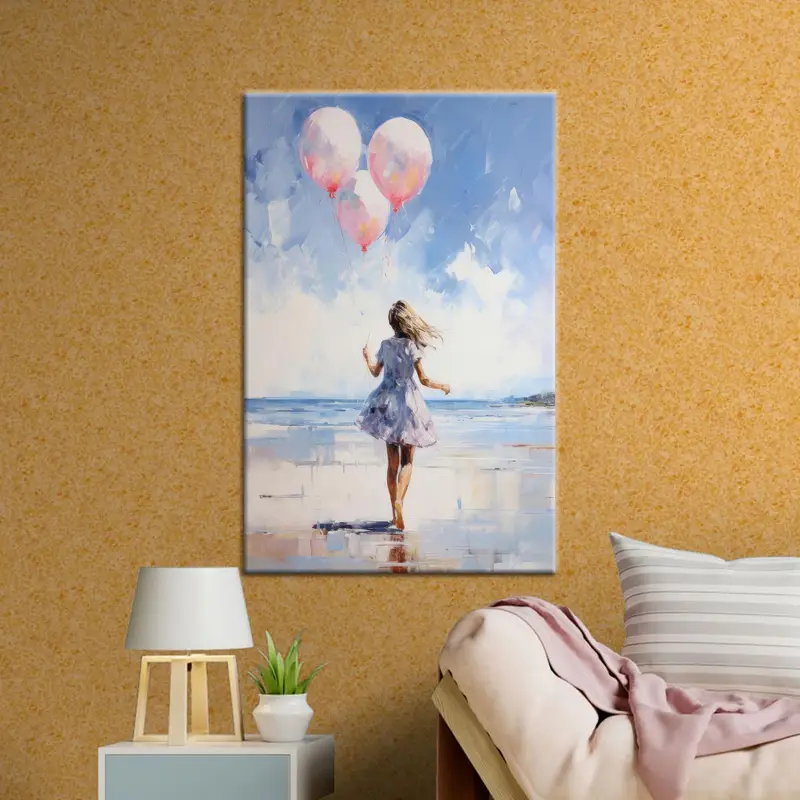 エレガントな女の子の部屋のキャンバス: ブルー & ピンクの芸術的なプリント