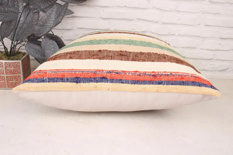 Cushion Case, Office Chair Pillow Cover, 20x20 Beige Pillow Case, Vintage Pillow, Living Room Throw Cushion Case, Gift Pillow, Kilim Cushion Sham - 5