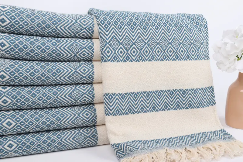 Christmas Favors, Turkish Towel USA, Thin and lightweight Turkish peshtemal, Wedding Gift, 70x40 Cotton Diamond Towel, Holiday Towel, Summer Gift - 2