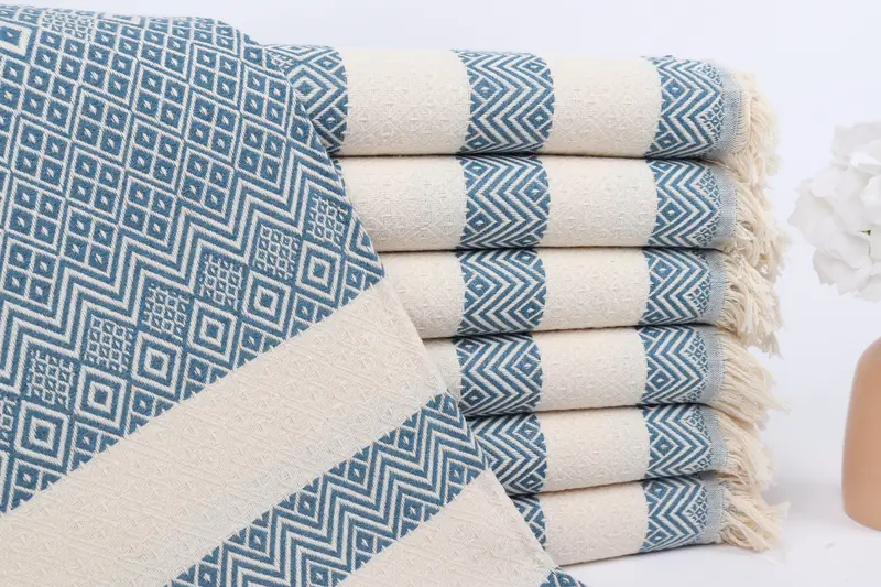 Christmas Favors, Turkish Towel USA, Thin and lightweight Turkish peshtemal, Wedding Gift, 70x40 Cotton Diamond Towel, Holiday Towel, Summer Gift - 1