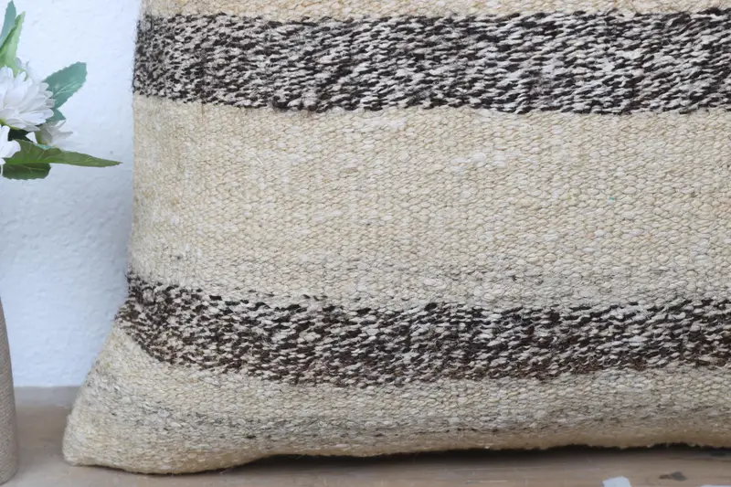 Handmade Kilim Cushion, Garden Pillow Case, Sustainable Pillow, Boho Pillow Sham Cover, Kilim Pillow Cover, 20x20 Beige Pillow, Cushion Case - 3