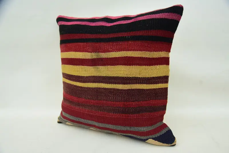 16x16 Red Cushion Cover, Accent Pillow, Turkish Kilim Pillow, Vintage Pillow, Antique Pillows, Anatolian Pillow Case, Cushion Cover - 3