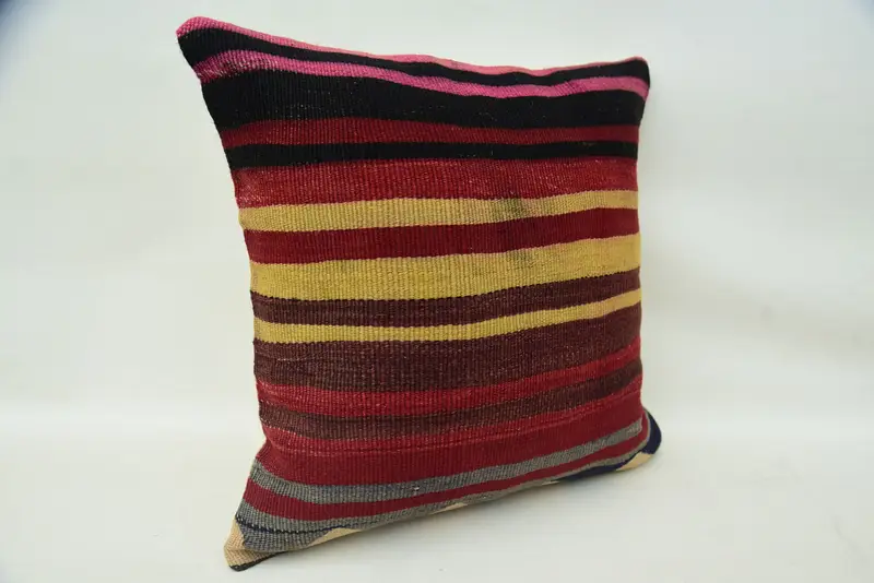 16x16 Red Cushion Cover, Accent Pillow, Turkish Kilim Pillow, Vintage Pillow, Antique Pillows, Anatolian Pillow Case, Cushion Cover - 2