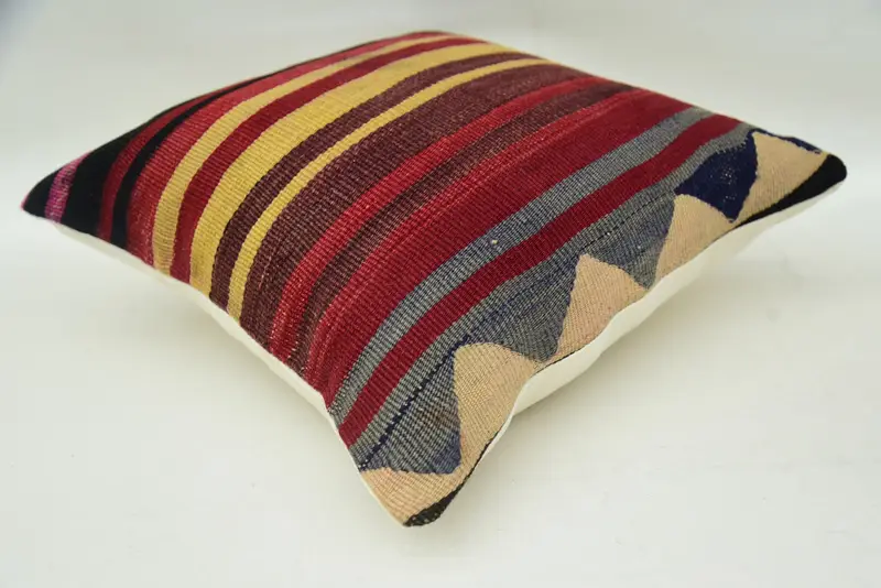 16x16 Red Cushion Cover, Accent Pillow, Turkish Kilim Pillow, Vintage Pillow, Antique Pillows, Anatolian Pillow Case, Cushion Cover - 6