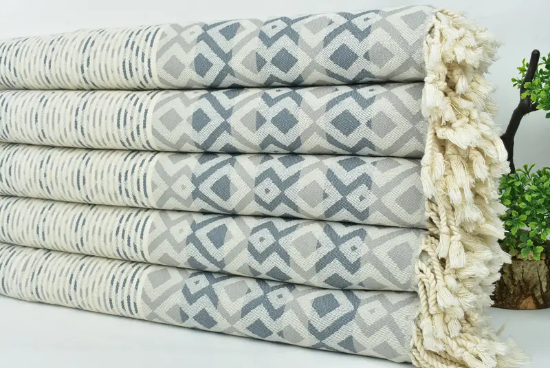 Turkish Towel Beach Towel, Peshtemal Towel, Personalized Turkish Towel, Gift For Boyfriend, 70x40 Cotton Diamond Towel, Cotton towel, Handmade Gift - 4
