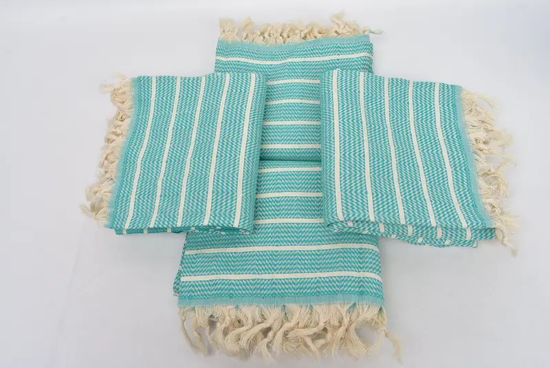 Turkish beach towel, Travel towel, Luxury Turkish beach towel with fringe, 70x40 Cotton Striped Towel, Embroidered Towel, Christmas Favors - 6