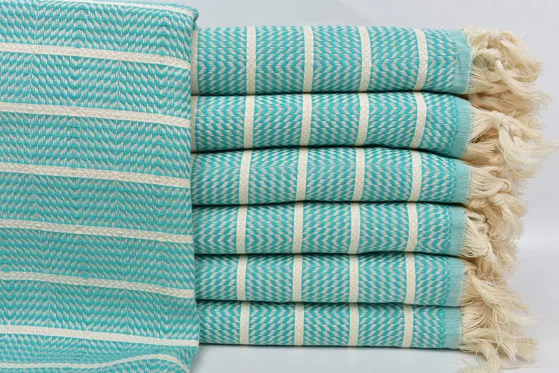 Turkish beach towel, Travel towel, Luxury Turkish beach towel with fringe, 70x40 Cotton Striped Towel, Embroidered Towel, Christmas Favors - 1