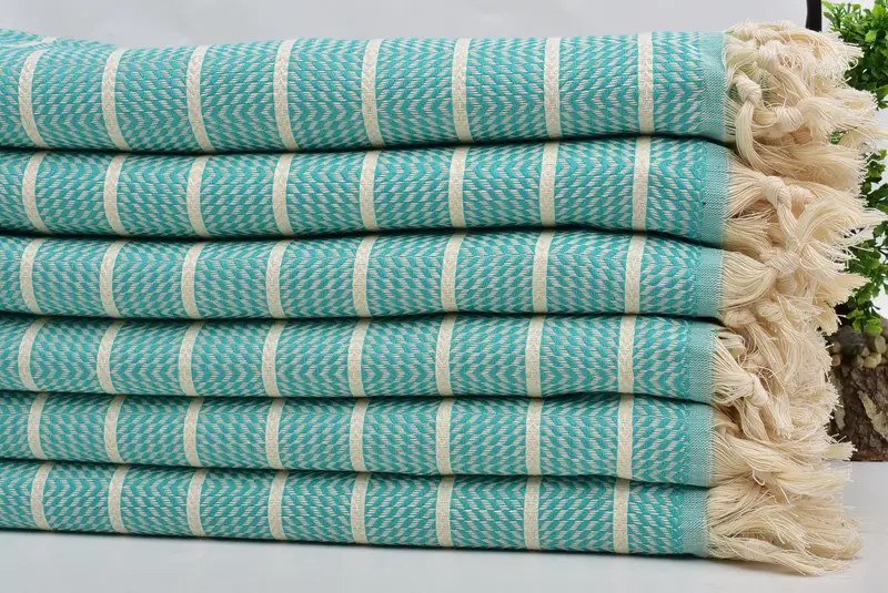 Turkish beach towel, Travel towel, Luxury Turkish beach towel with fringe, 70x40 Cotton Striped Towel, Embroidered Towel, Christmas Favors - 3