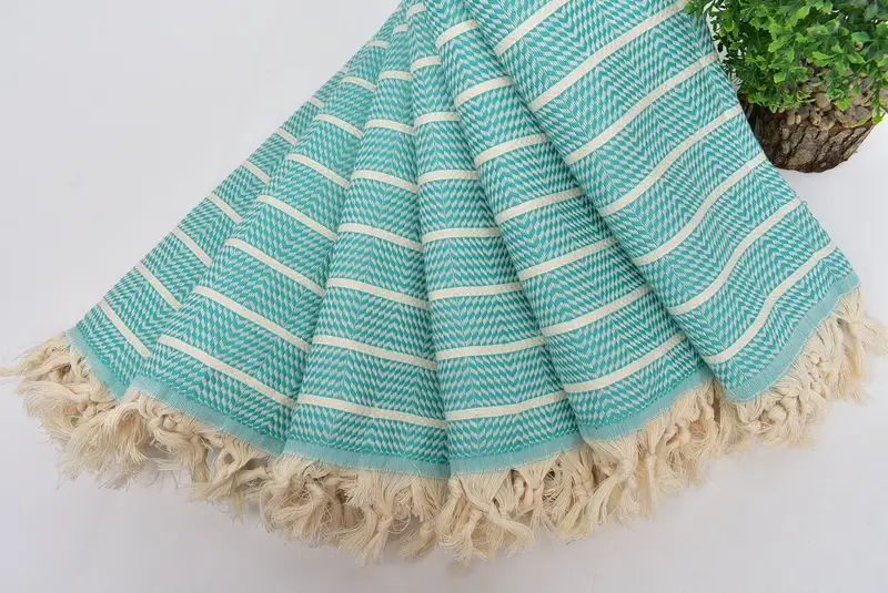 Turkish beach towel, Travel towel, Luxury Turkish beach towel with fringe, 70x40 Cotton Striped Towel, Embroidered Towel, Christmas Favors - 4