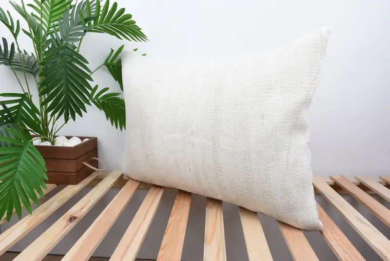 Kilim Pillow, Pillow Sham, Wool Kilim Pillow Cushion Case, Throw Kilim Pillow, 20x28 White Cushion Cover, Ethnical Kilim Rug Pillow - 5