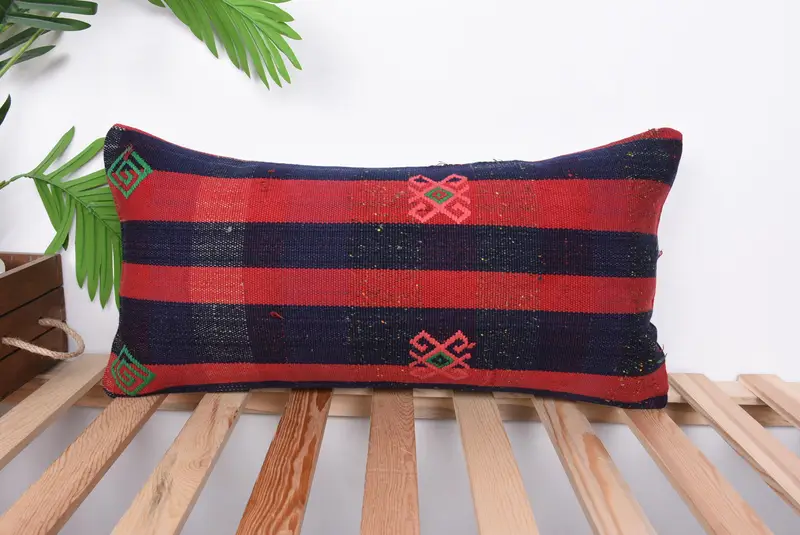 Kişiselleştirilmiş Hediye Yastığı Yastığı Kapağı, Kilim Yastığı, Boho Yastığı, Kanepe Yastığı Yastığı Kapağı, 12x24 Kırmızı Yastık, Yastık, At Kilim Yastığı - 1
