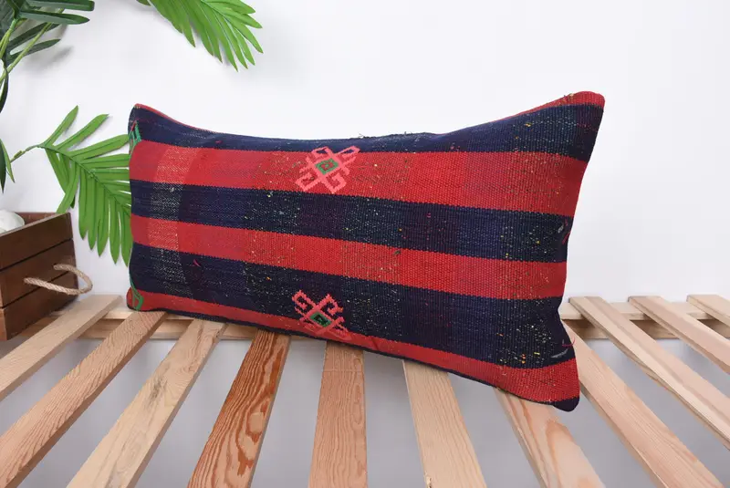 Kişiselleştirilmiş Hediye Yastığı Yastığı Kapağı, Kilim Yastığı, Boho Yastığı, Kanepe Yastığı Yastığı Kapağı, 12x24 Kırmızı Yastık, Yastık, At Kilim Yastığı - 5