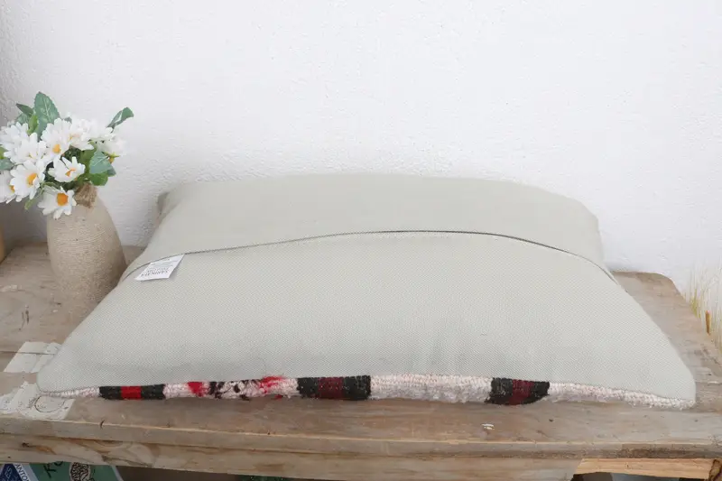 Kilim Cushion Sham, Throw Kilim Pillow, Ethnical Kilim Rug Pillow, Ethnic Pillow Cover Pillow Sham, Pillow Cover, 12x20 White Pillow Cover - 7