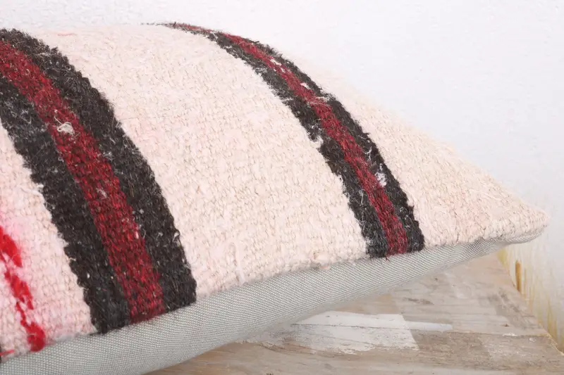 Kilim Cushion Sham, Throw Kilim Pillow, Ethnical Kilim Rug Pillow, Ethnic Pillow Cover Pillow Sham, Pillow Cover, 12x20 White Pillow Cover - 6