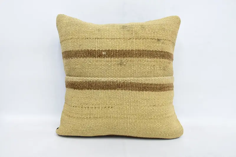 Throw 16x16 inch Pillow Cover, Beige Gift Striped Pillow Case - 1