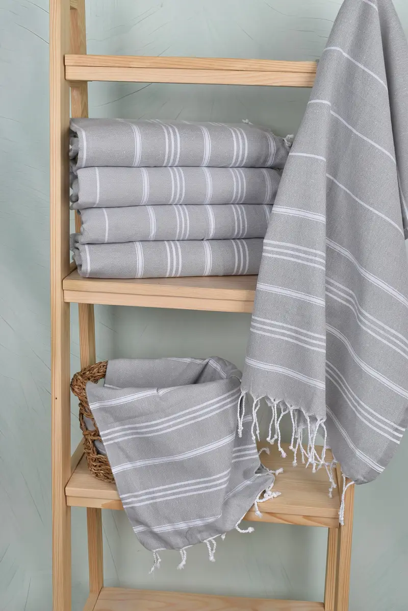 40x24 Cotton Striped Towel, Personalized Dish Towel, Monogram Hand Towel, Personalized Wedding Gift For Couple, Best Wedding Gift, Turkish Tea Towel - 3