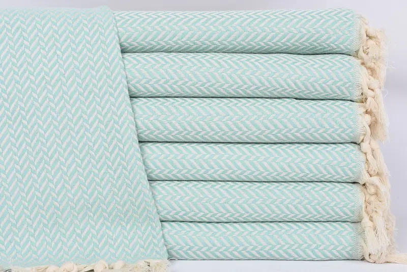 Mint Chevron Hand Towel, Turkish Tea Towel, Organic Cotton, 36x18 Inches