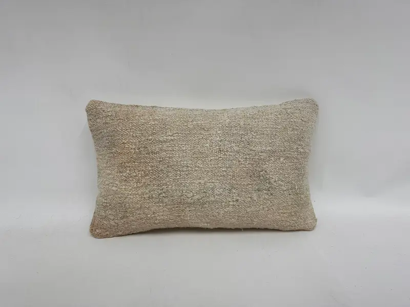 Cushion, Vintage Pillow, 12x20 White Cushion Cover, Turkish Pillow, Patio Pillow Case, Chair Pillow, Patio Cushion Case, Kilim Pillow Cover - 1