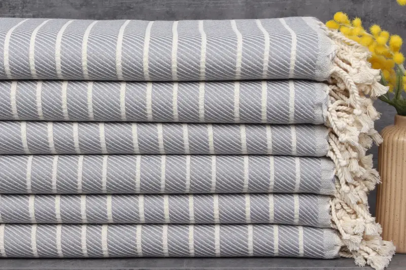 Turkish Towels Beach Organic Cotton Bath Towel, Gray, 40x71 Inches