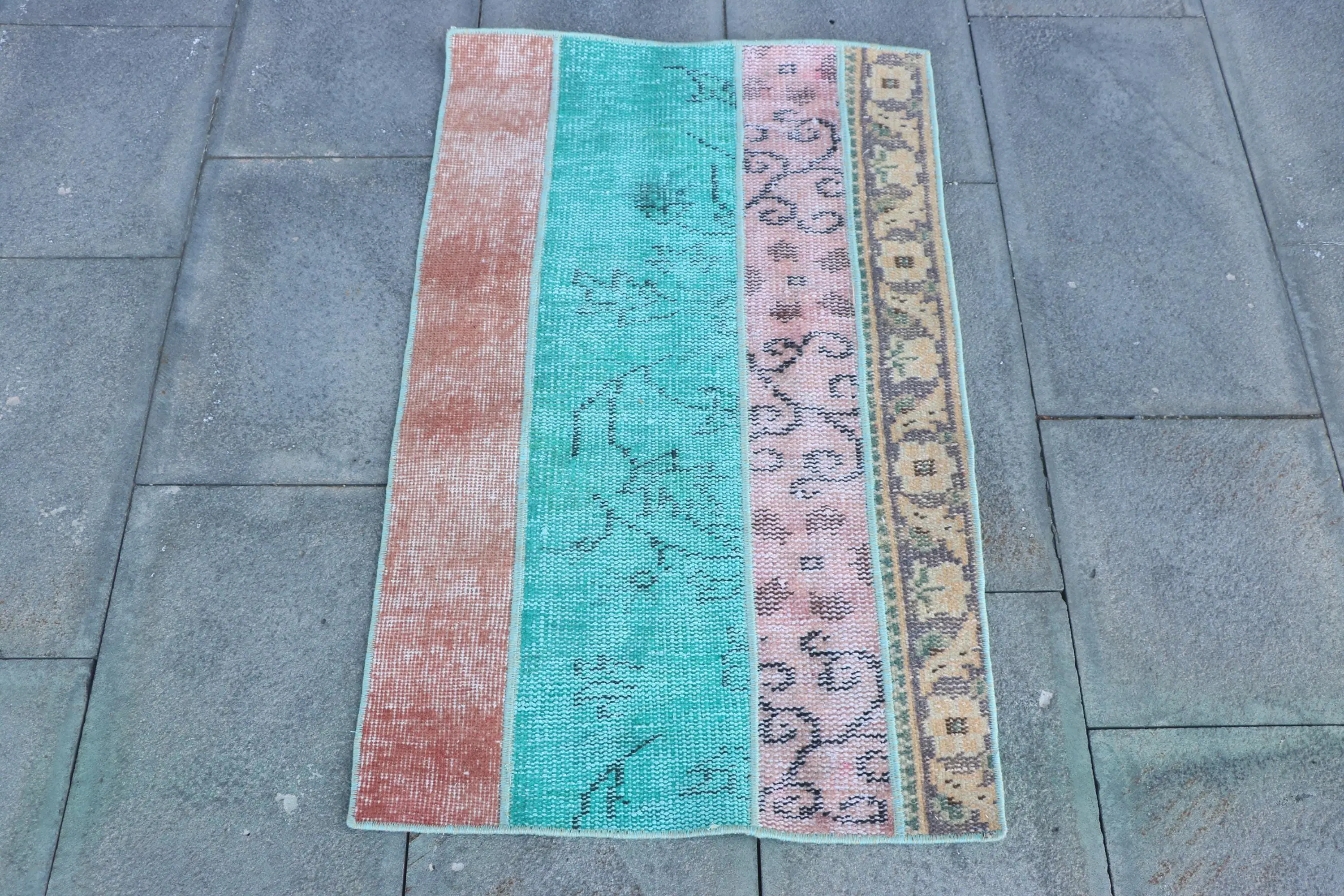 Vintage 1.9x3.1 ft Rug, Turkish Small Rug, Red Animal Print Rug - 1