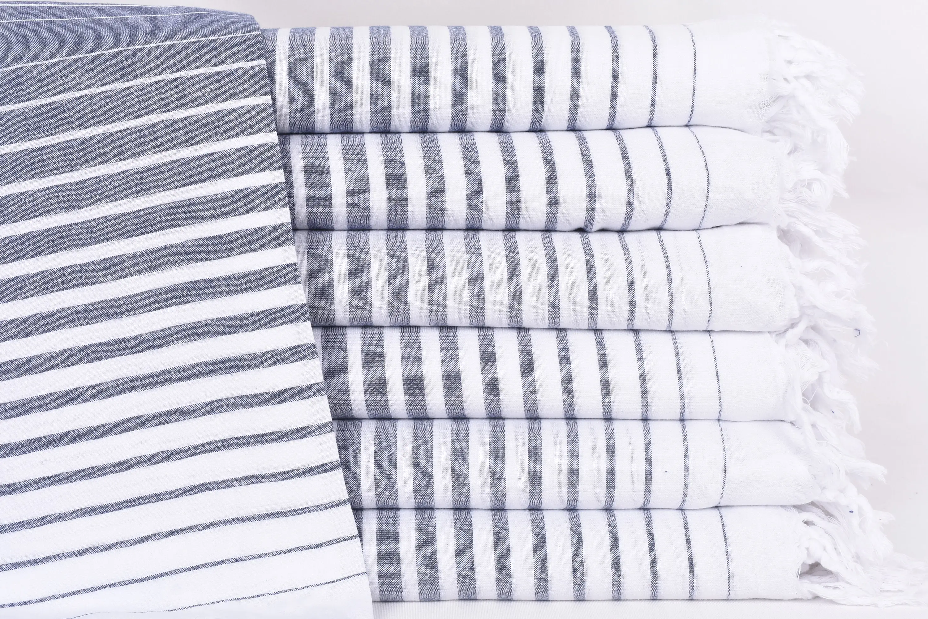 Oversized Beach Towel Navy Striped Turkish Cotton, 67x36 Inches - 1