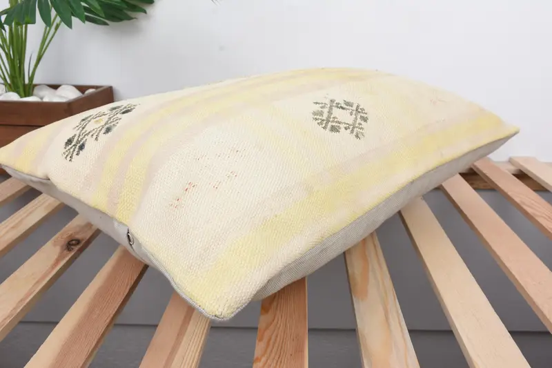 Wholesale Cushion Case, Cushion, Kilim Cushion Sham, 16x24 Beige Cushion, Vintage Kilim Throw Pillow, Turkish Kilim Pillow, Cotton Pillow Case - 6